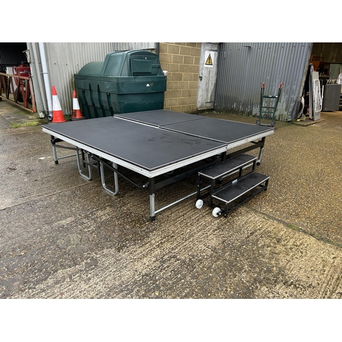 255 - A 2 section  of burgess folding performance  stage making a total size of 8ft x 8ft with access step... 