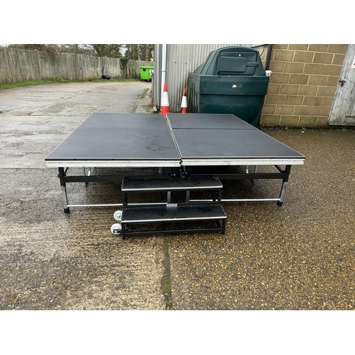 255 - A 2 section  of burgess folding performance  stage making a total size of 8ft x 8ft with access step... 