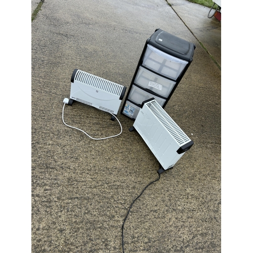 258 - Two heaters and plastic drawers