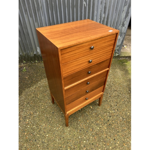 26 - A mid century teak and rosewood tallboy chest of drawers by UNIFLEX 62x34x120