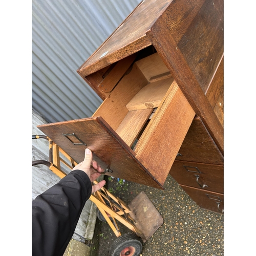 265 - A vintage oak four drawer filling  cabinet 45 x65 x 138