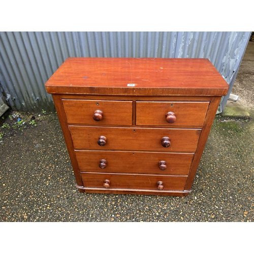 269 - A Victorian mahogany chest of five drawers   97x45x105