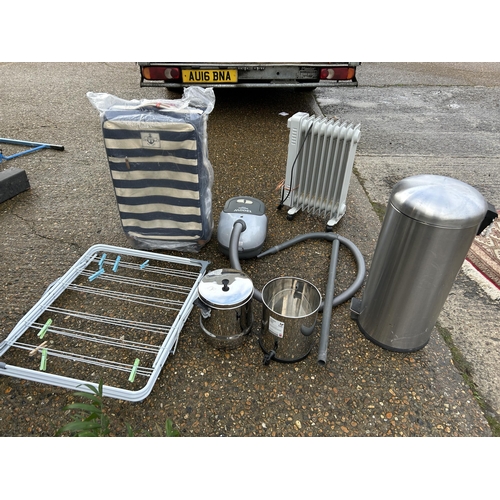 294 - Domestic items including airer, suitcase, hoover, heater etc