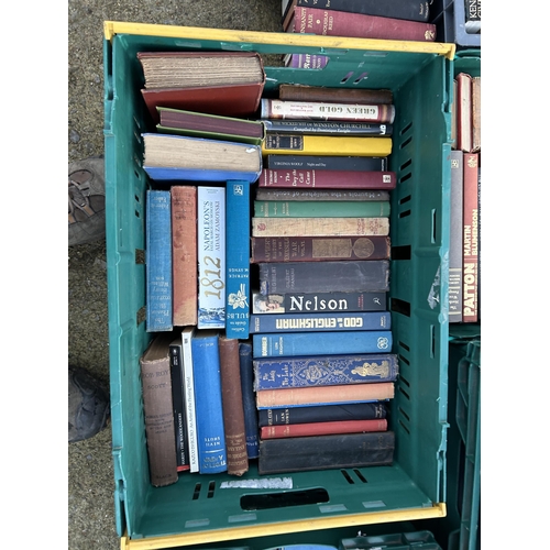 350 - Six trays of vintage books (crates not included)