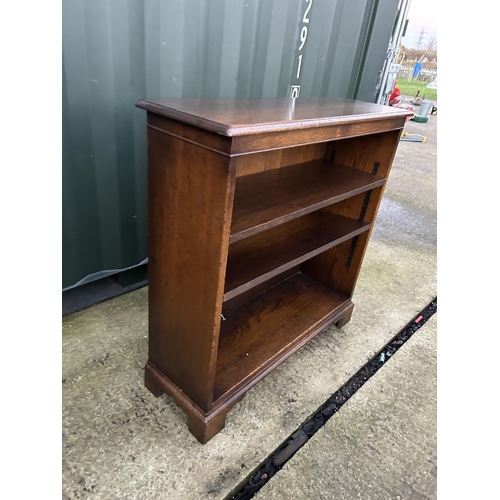 356 - Repro oak open bookcase 90x30x90