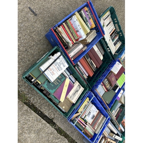 397 - 13 trays of assorted books inc some Russian books (plastic crates not included)