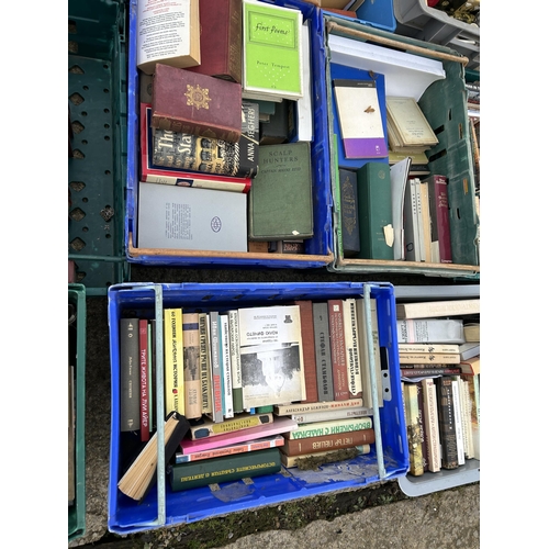 397 - 13 trays of assorted books inc some Russian books (plastic crates not included)