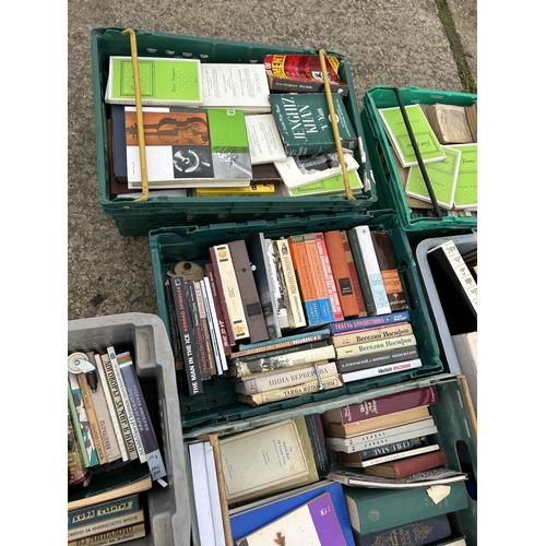 397 - 13 trays of assorted books inc some Russian books (plastic crates not included)