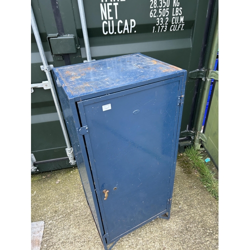 400f - A vintage blue painted metal locker cupboard