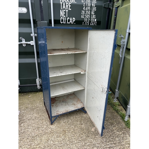 400f - A vintage blue painted metal locker cupboard