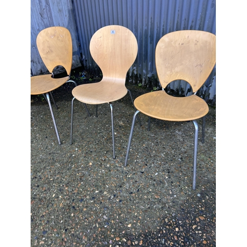 43 - Four bent ply and chrome chairs