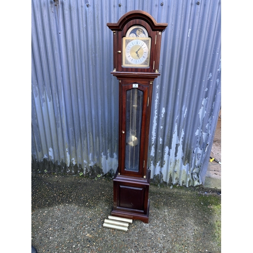 8 - A reproduction mahogany lomgcase clock with three weights