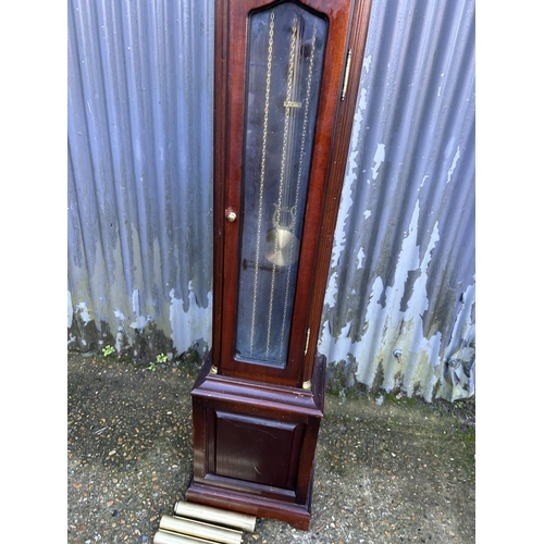 8 - A reproduction mahogany lomgcase clock with three weights