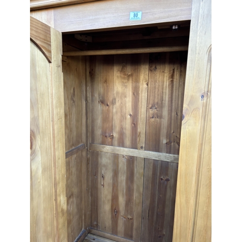 80 - A solid pine single drawer wardrobe 100x60x190