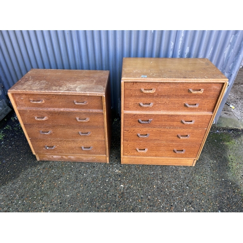 90 - A large and small pair of light oak g plan chests of drawers