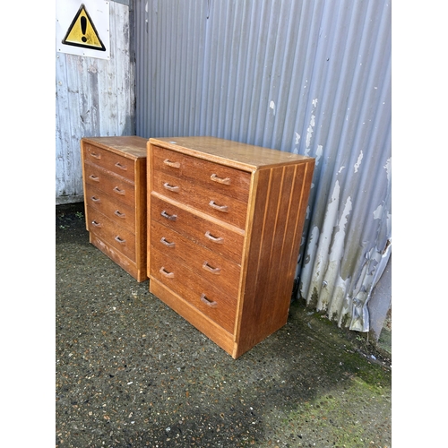 90 - A large and small pair of light oak g plan chests of drawers