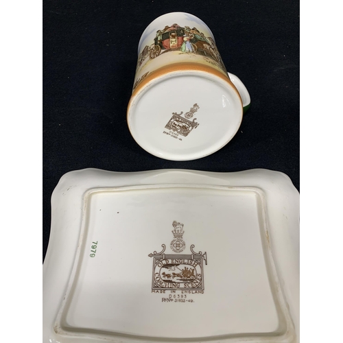 550 - Doulton Old English Coaching Scene tankard and Dish (no damage)