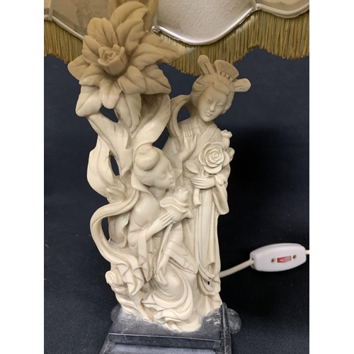 554 - Pair of resin oriental figure lamps,