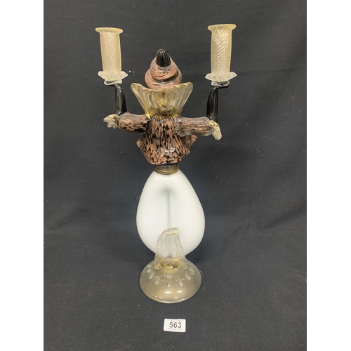 563 - Coloured glass dancing lady candle holder, possibly Murano, height 50 cms (no damage)