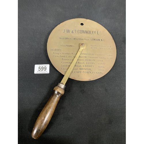 599 - Vintage Tyre Measuring Wheel by J.W. & T. Connolly Ltd, length 34 cms