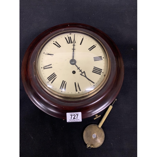 727 - Mahogany Fusee wall clock, with 8