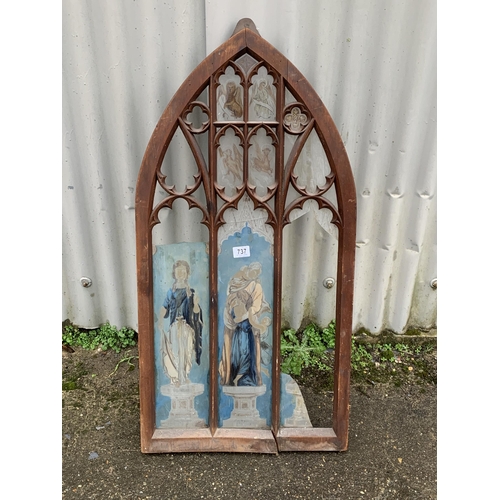 737 - Victorian gothic pine window, a/f, height 98 cms x 50 cms wide