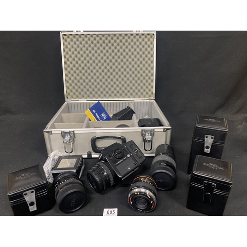 805 - Zenza Bronica SQ-Ai Camera, three cased lenses and Aluminium case