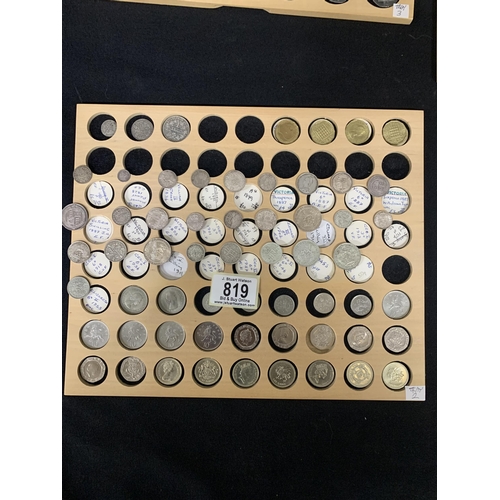 819 - Collection of assorted GB and foreign coinage (4 trays)