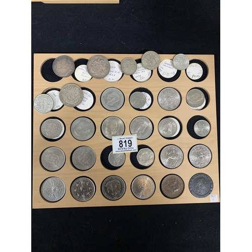 819 - Collection of assorted GB and foreign coinage (4 trays)