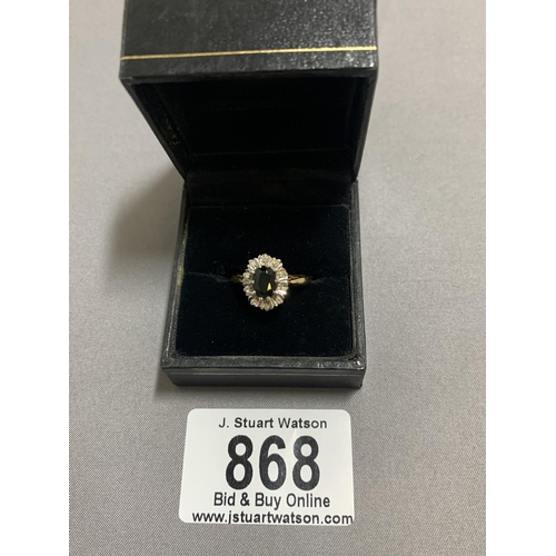 868 - Hallmarked 18ct Gold Sapphire and Diamond Ring size M, weight 4 gms