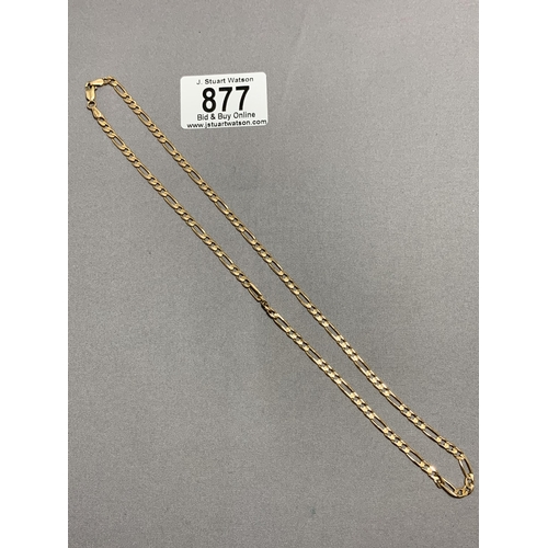 877 - Hallmarked 9ct Gold Flat Link Chain, length 46 cms, weight 8.3 gms