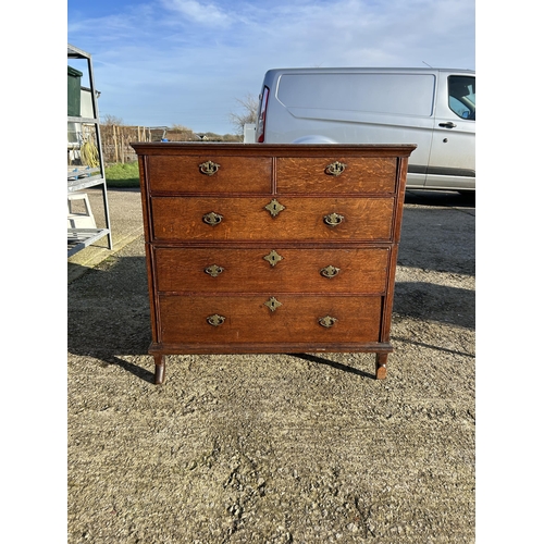 25f - Oak chest of five drawers (cut to two sections)