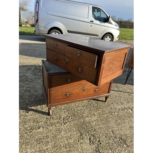 25f - Oak chest of five drawers (cut to two sections)