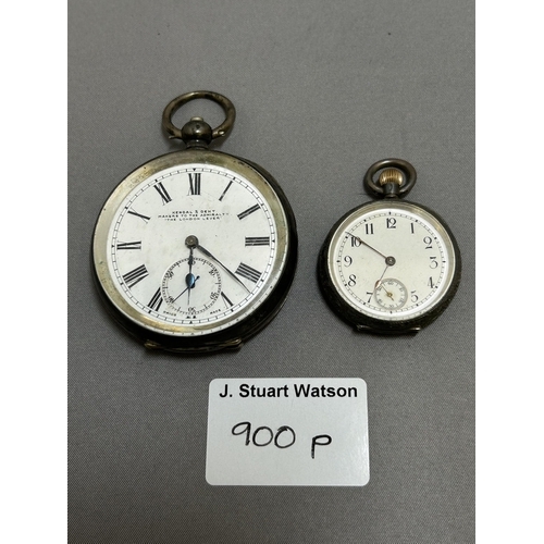 900p - Silver Cased key wound Pocket Watch by Kendal and Dent makers to the Admiralty and Silver Cased Fob ... 