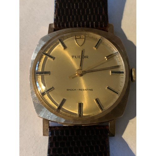 881 - Gents 9ct Gold Tudor Shock Resisting Wristwatch, with original purchase receipt dated 1974 and box, ... 