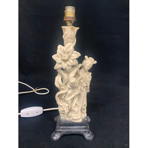 554 - Pair of resin oriental figure lamps,