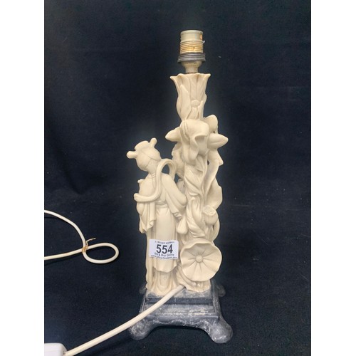 554 - Pair of resin oriental figure lamps,