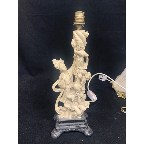 554 - Pair of resin oriental figure lamps,