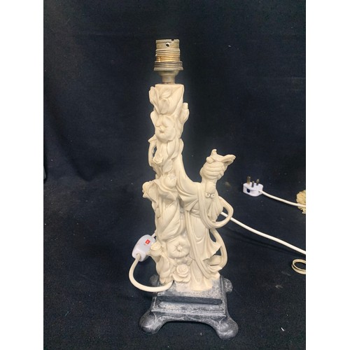 554 - Pair of resin oriental figure lamps,