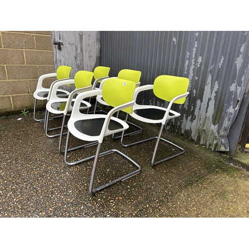 359A - A set of six modern chrome designer chairs by ALLERMUIR