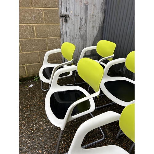 359A - A set of six modern chrome designer chairs by ALLERMUIR