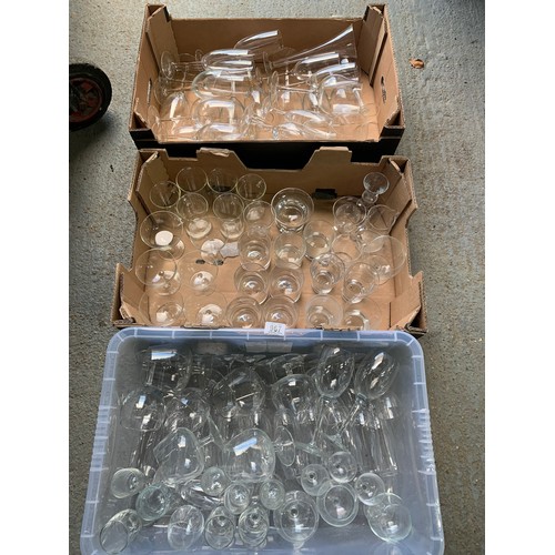 1034 - FIVE trays of good drinking glasses (ONLY 3 TRAYS SHOWN IN PHOTO)