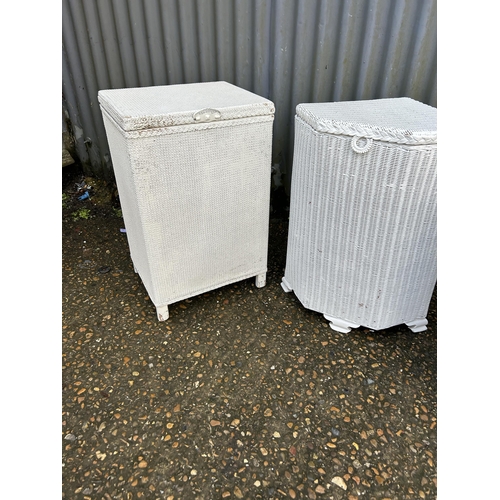 141 - Two Lloyd loom linen boxes together with a white painted linen box