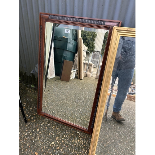 147 - Modern four section screen together with two large wall mirrors