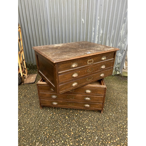 160 - A mid century oak six drawer plan chest 90x70x88