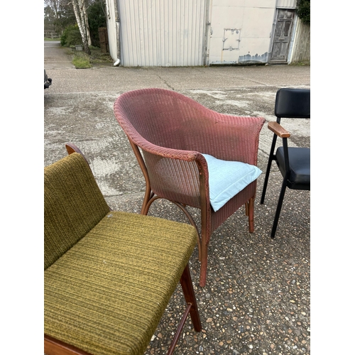 164 - Pink Lloyd loom chair, retro stool and retro chair