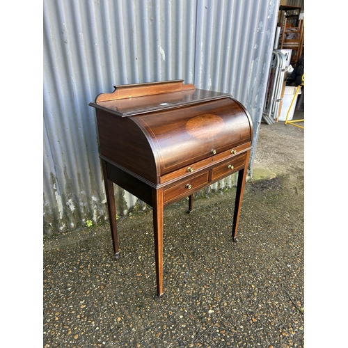 185 - An Edwardian inlaid cylinder bureau 77x47x97