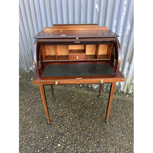 185 - An Edwardian inlaid cylinder bureau 77x47x97