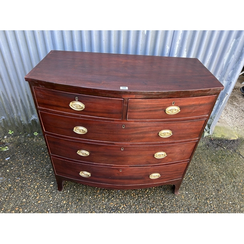 188 - A Victorian mahogany bow front chest of five drawers   106x55x105