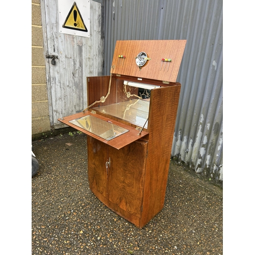 199 - A deco style walnut drinks cabinet 61x30x105